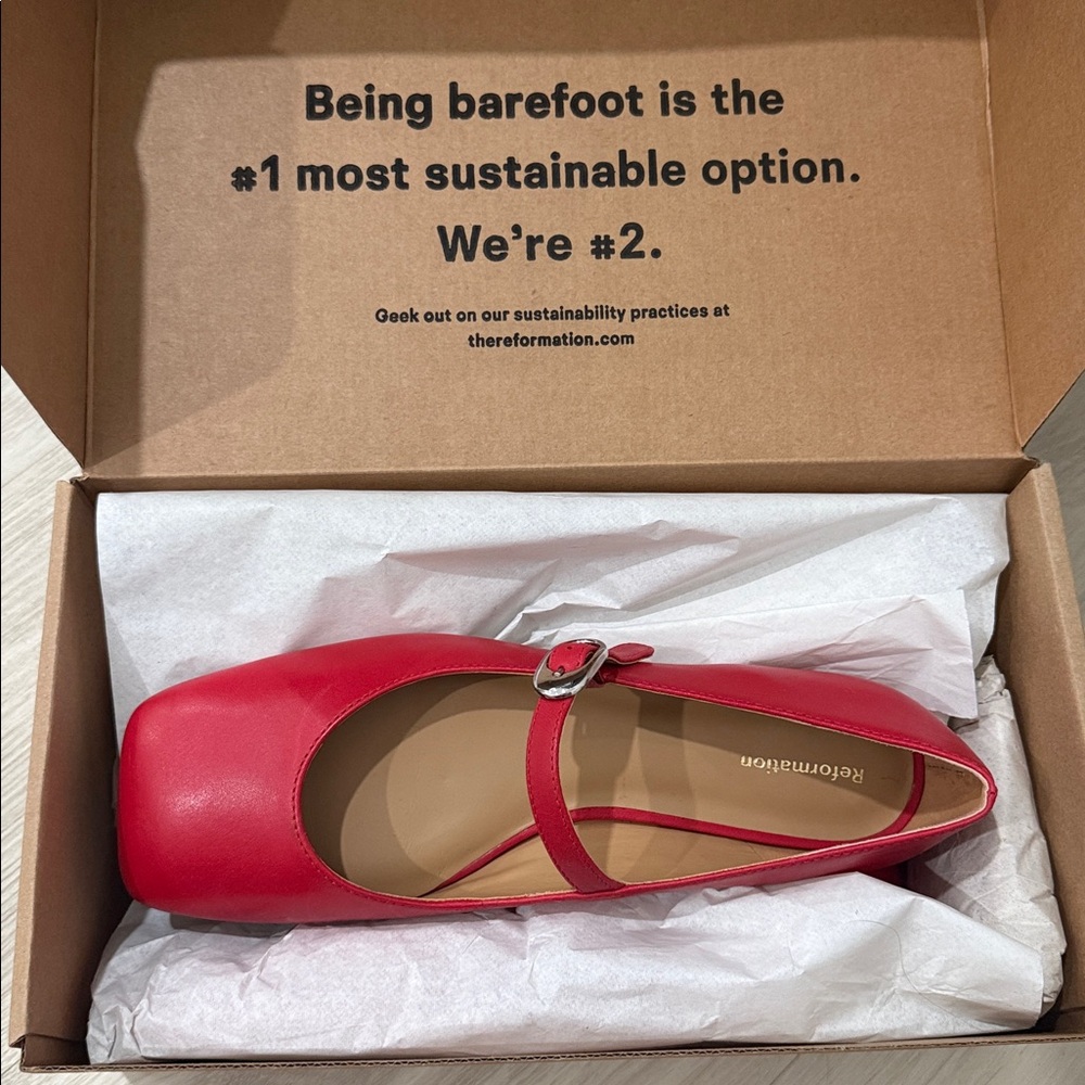 Reformation Red Mary Jane Flats - Picture 3 of 3